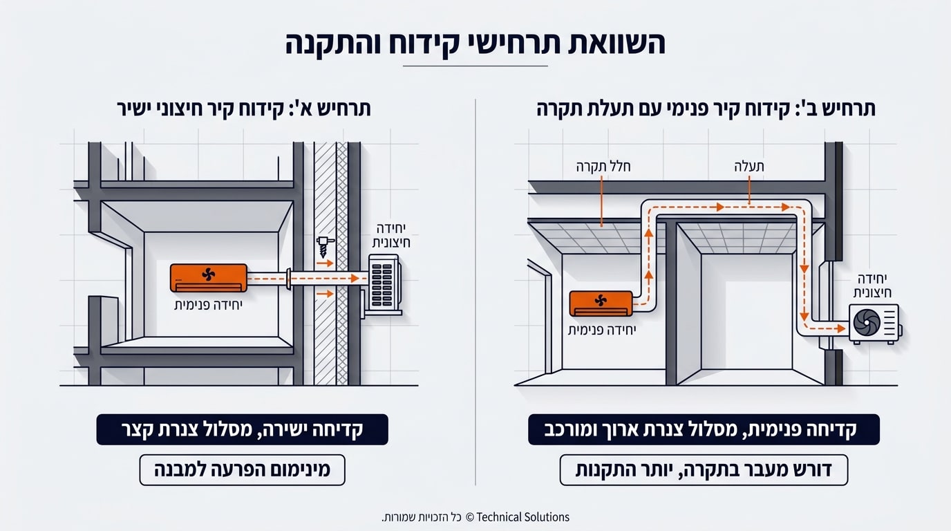 השוואה בין קידוח בקיר חיצוני לפנימי ומניעת מפגעי רעש ואבק
