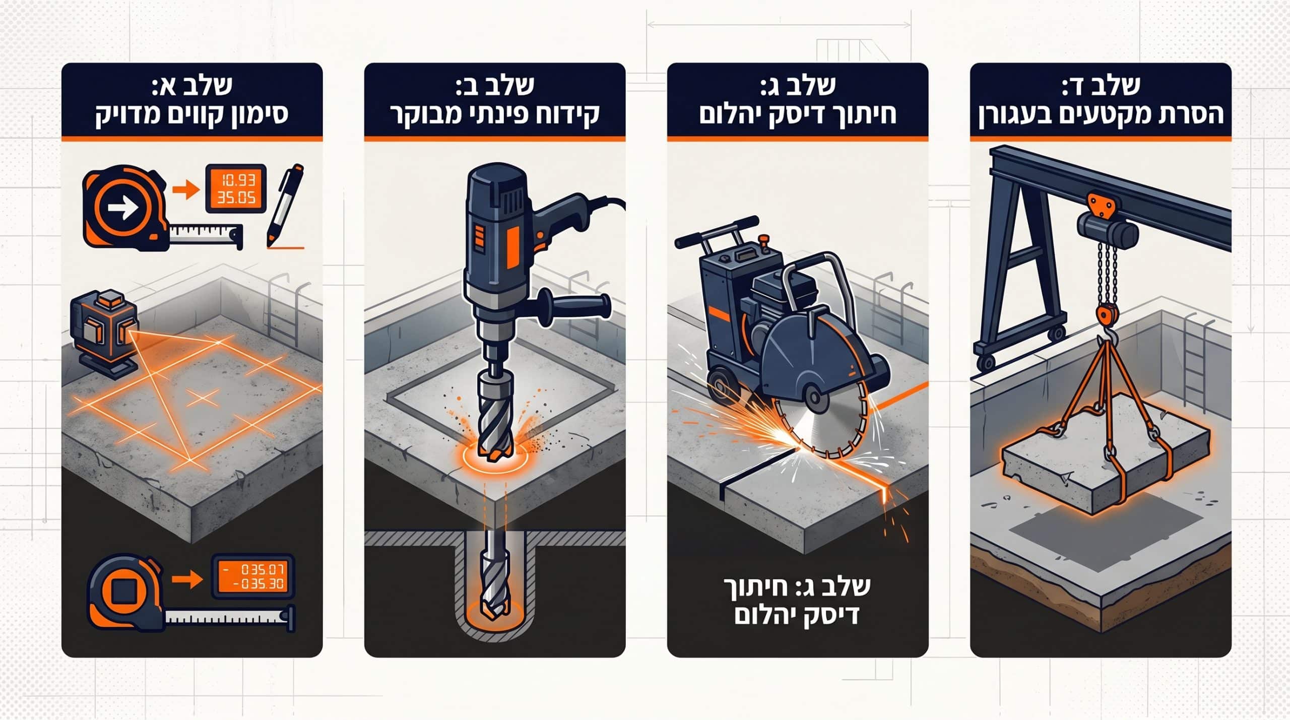 ניסור רצפה להתקנת בריכה: המדריך המלא לתכנון וביצוע