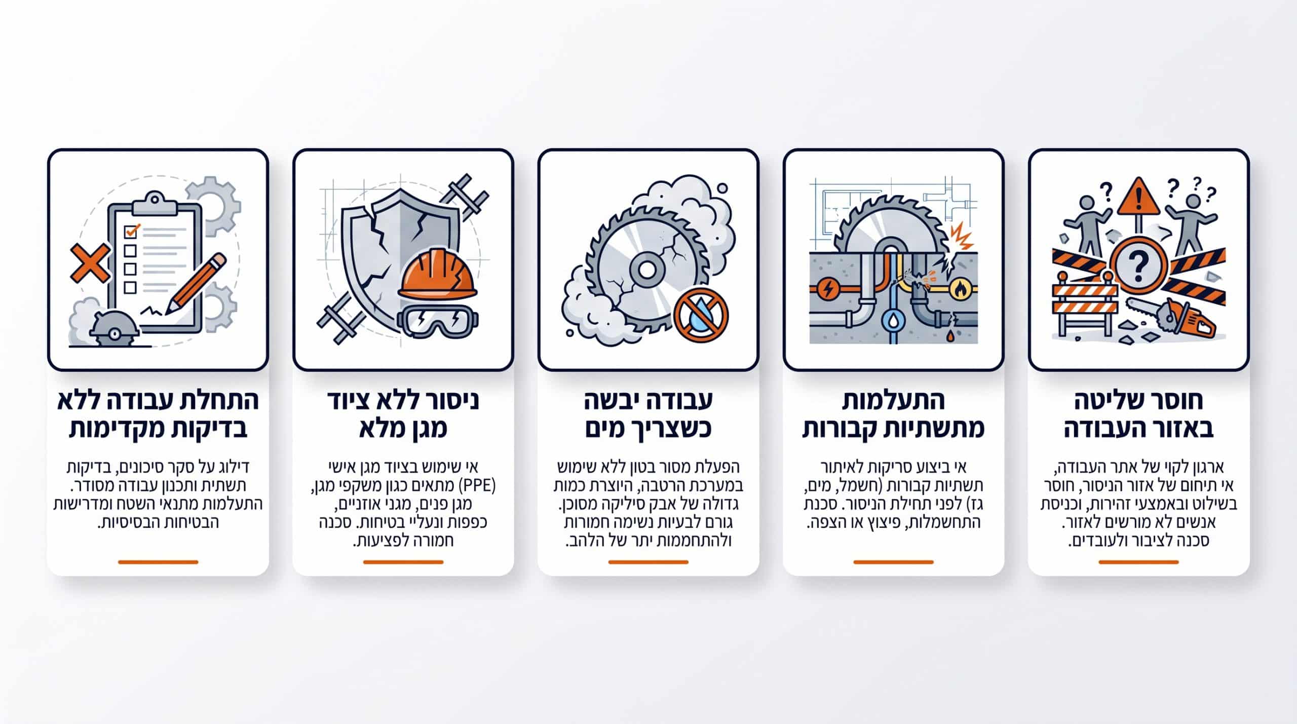 תפעול בטוח של אתר העבודה וסימון מפגעים