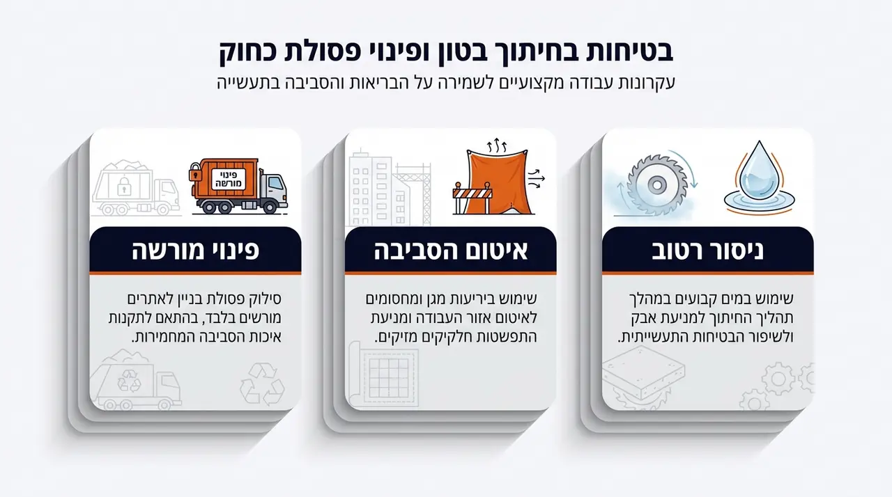 עבודה נקייה ובטוחה: שליטה באבק סיליקה ופינוי פסולת כחוק