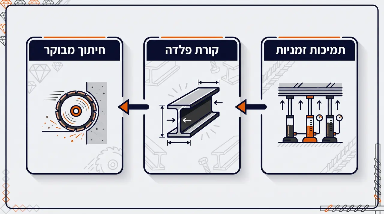 פתיחה בטוחה בקיר נושא עם קורת פלדה