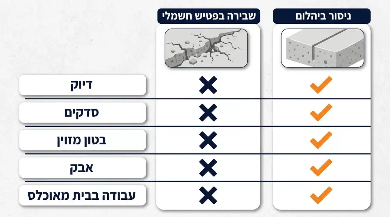 ניסור או שבירה? השוואה שחוסכת סדקים ותיקונים